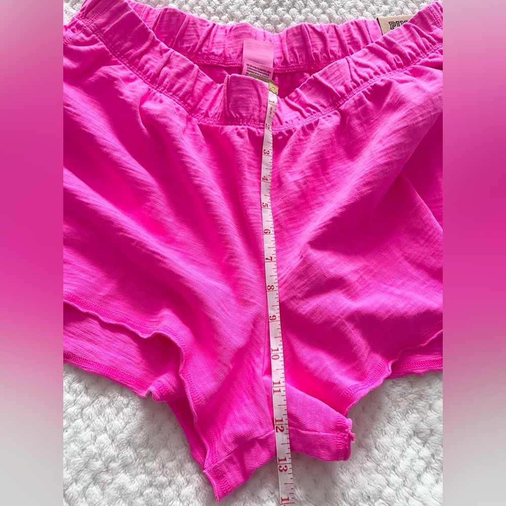 NWT Victoria's Secret PINK Curve Hem Sweat Shorts in HOT PINK - Picture 7 of 8